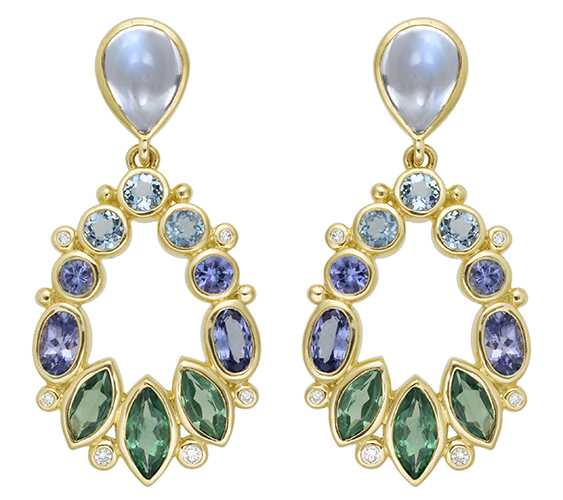 18k gold and gemstone earrings by Temple St. Clair