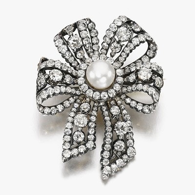 Брошь с бриллиантами и жемчугом от Koechert, 1880-е годы